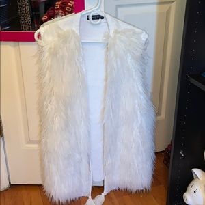 All white fur vest